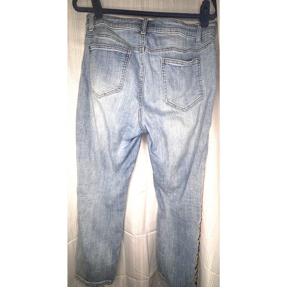 Tru Luxe Jeans Women's Size 10 Embroidered Mid Rise Ankle Faded Boho - Picture 6 of 12